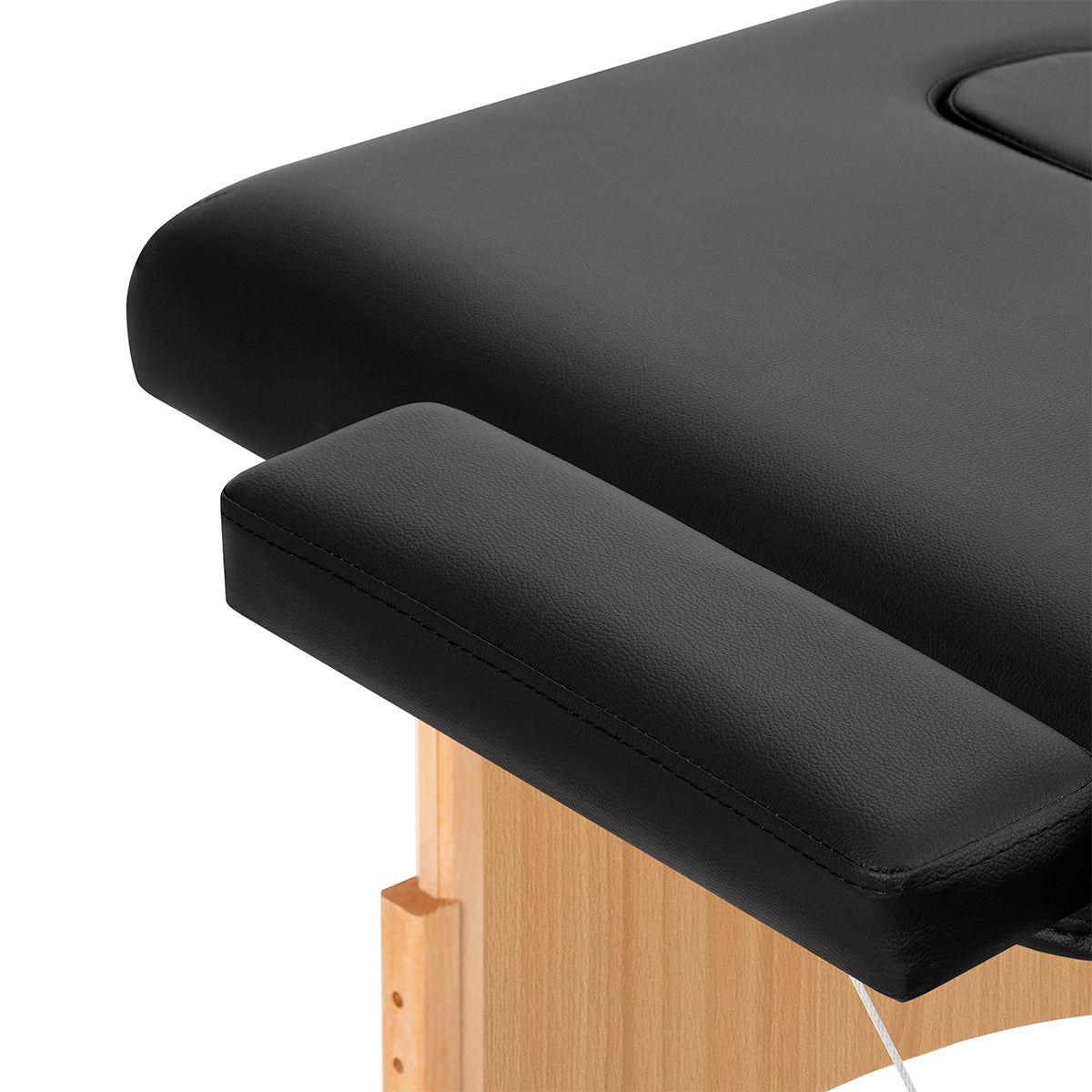 Black BALANCE wooden folding massage table with three segments, designed for professional massage and therapy sessions.