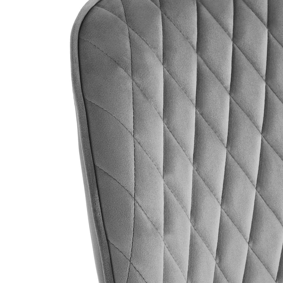4RICO Vetro grey velour chair with stitched backrest and black metal legs