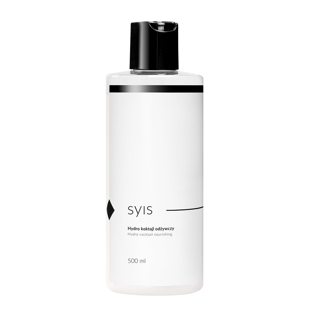 Syis Hydro nutritional cocktail 500 ml bottle, hydrogen cleansing drink with vibrant blue liquid and label, for hydration and detox.