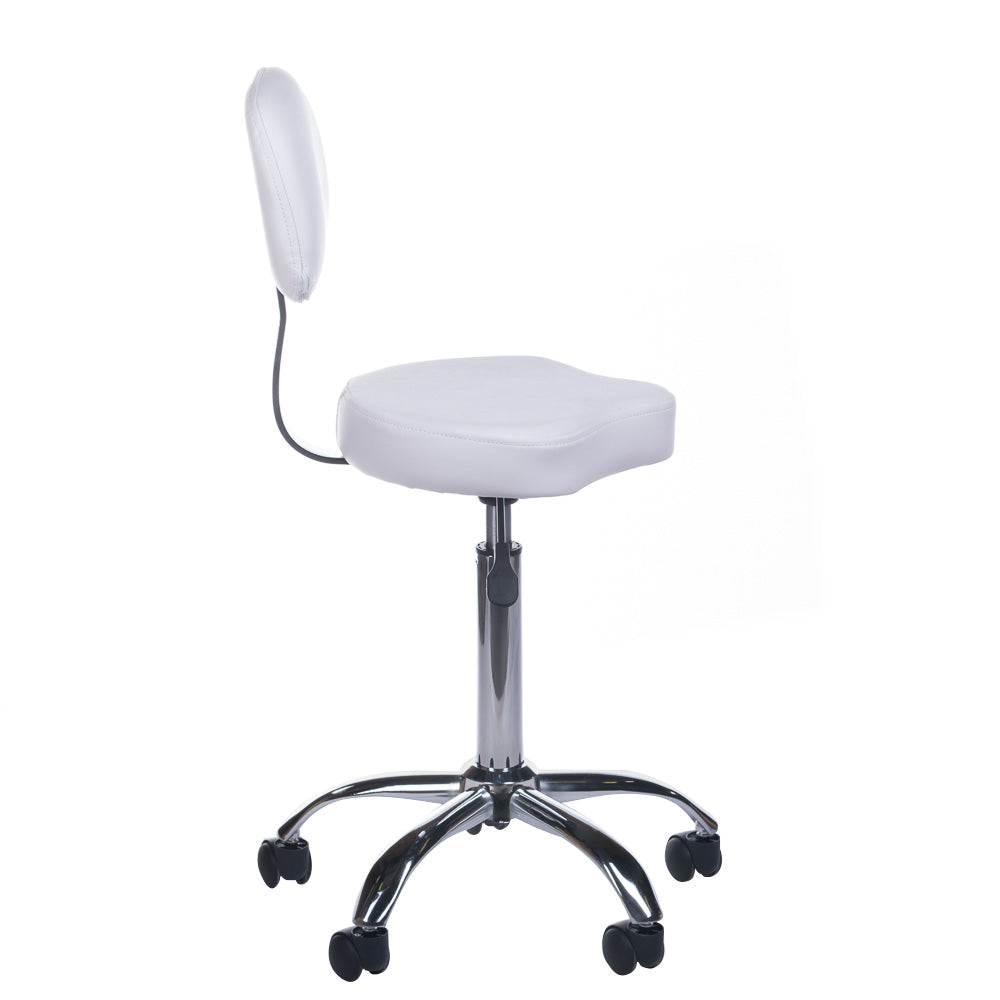 Taboret kosmetyczny z oparciem BH-7268 White - BVShop