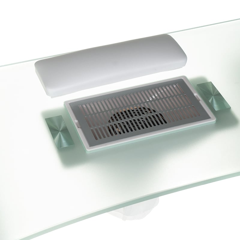 Manicure table with dust extractor hole BD-3425-1+O White - BVShop