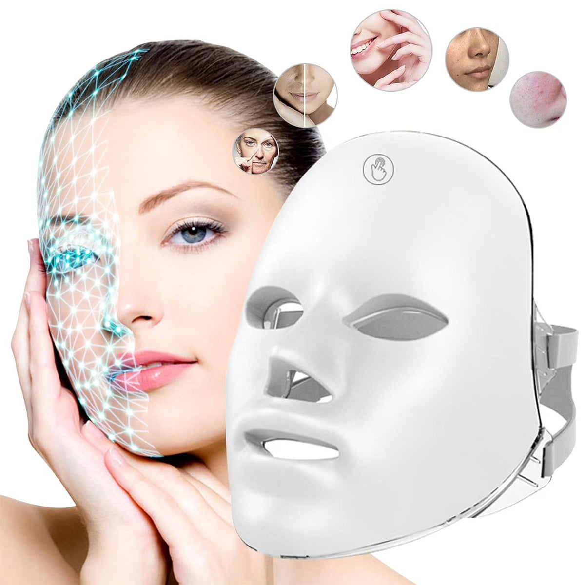 GHIBFBT LED face mask with controller and facial light panel