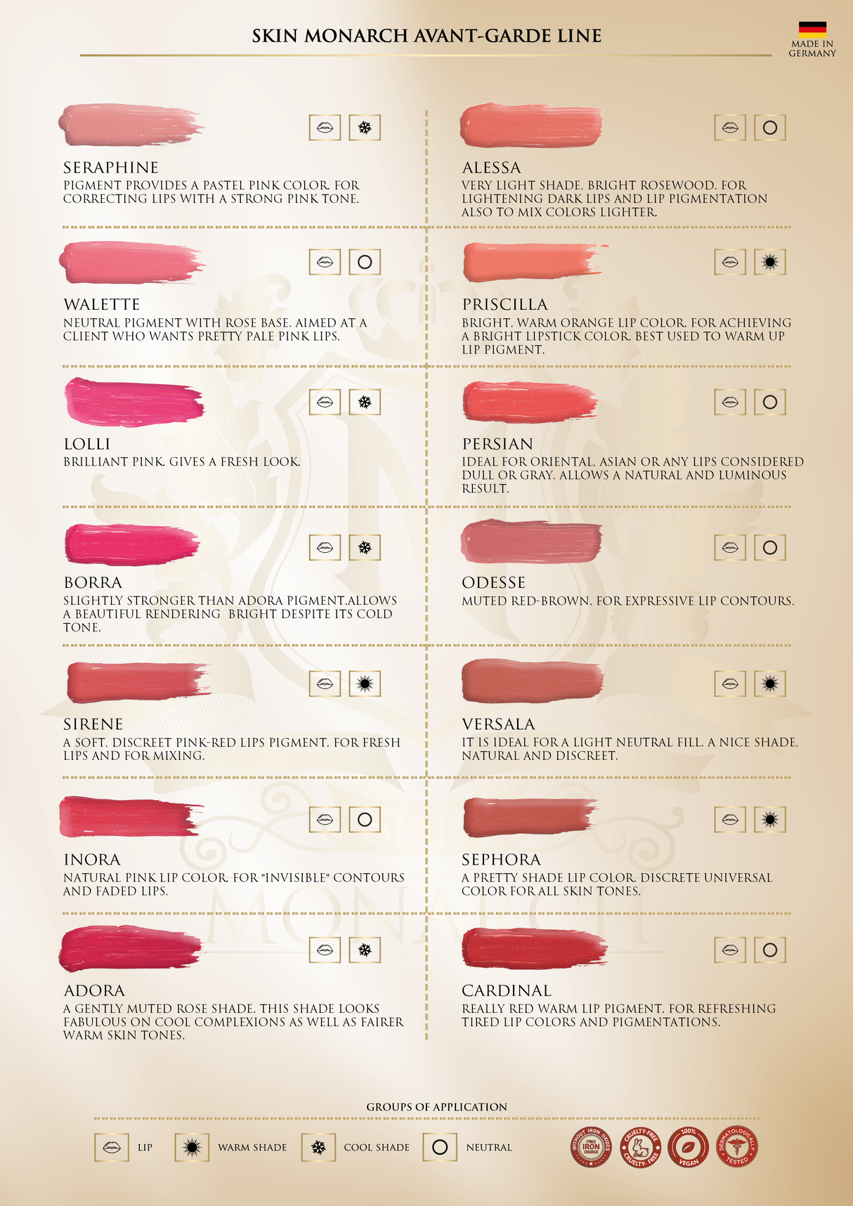 Skin Monarch Avantgarde līnijas Seraphine lūpu pigments 5ml