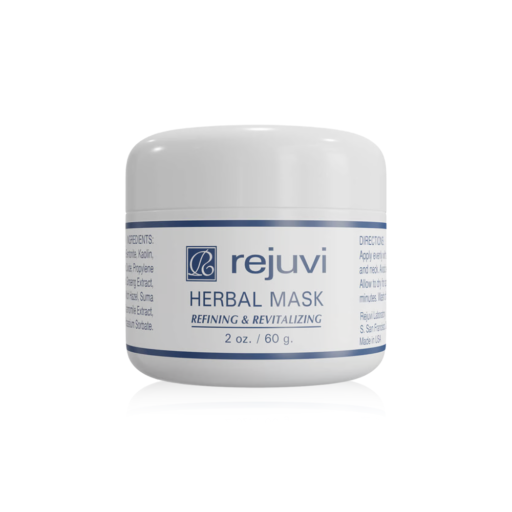 Rejuvi Herbal Mask 60g jar with ginseng and aloe vera for soothing clay mask
