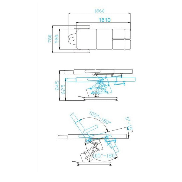 Electric cosmetic chair azzurro 706 pedi 1 strong white - BVShop
