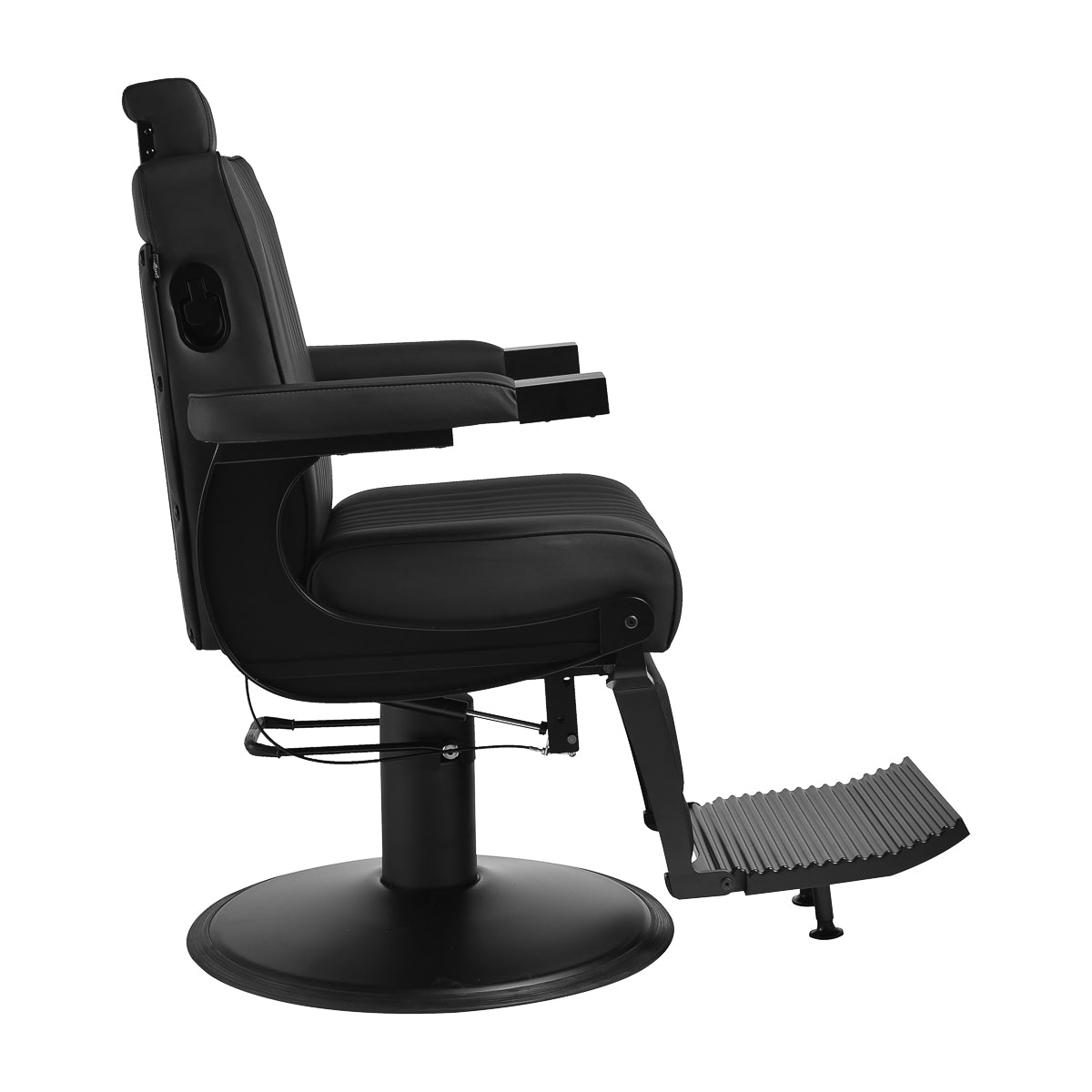 Gabbiano Levi barber chair with black frame black without stitching at the back - BVShop