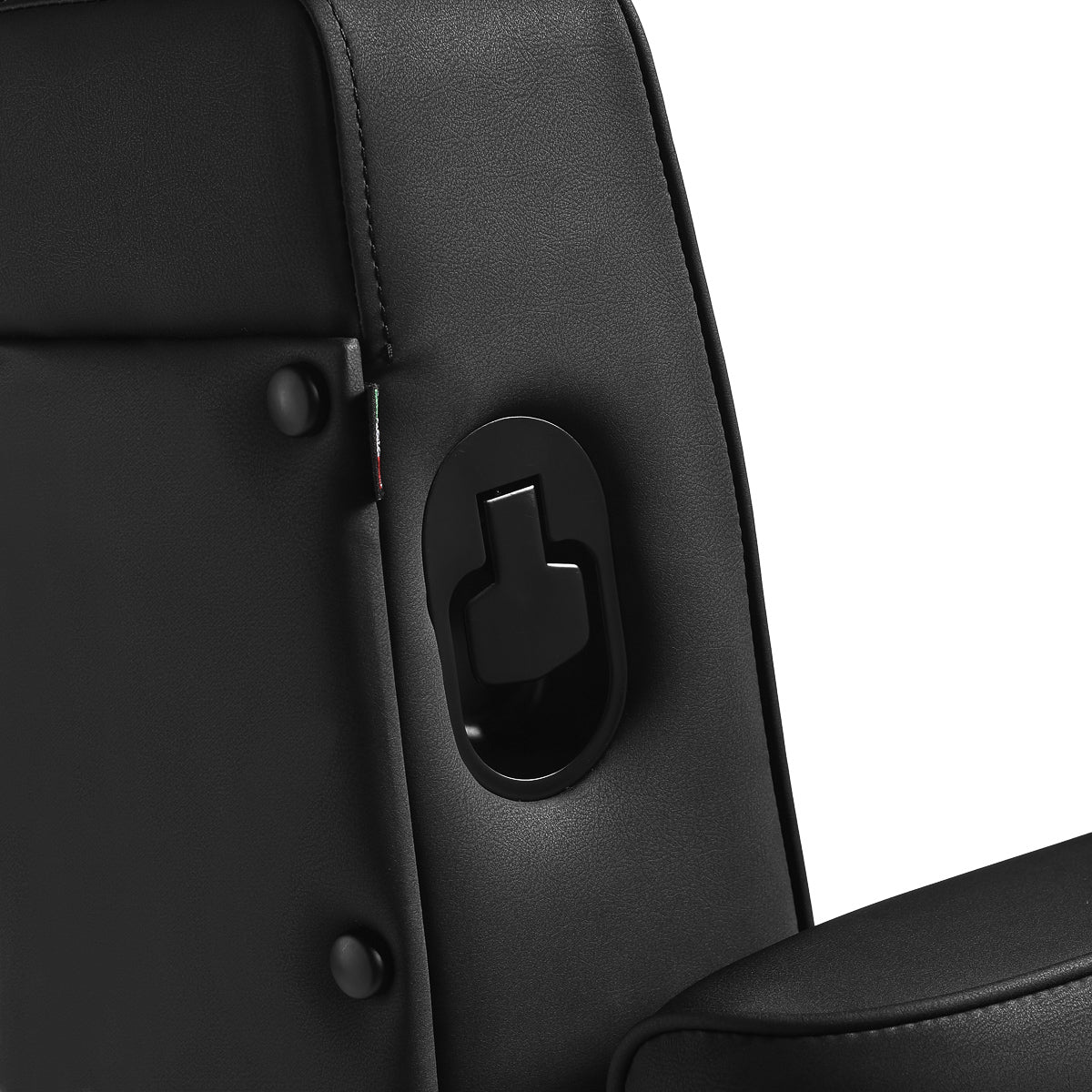 Gabbiano Levi barber chair with black frame black without stitching at the back - BVShop