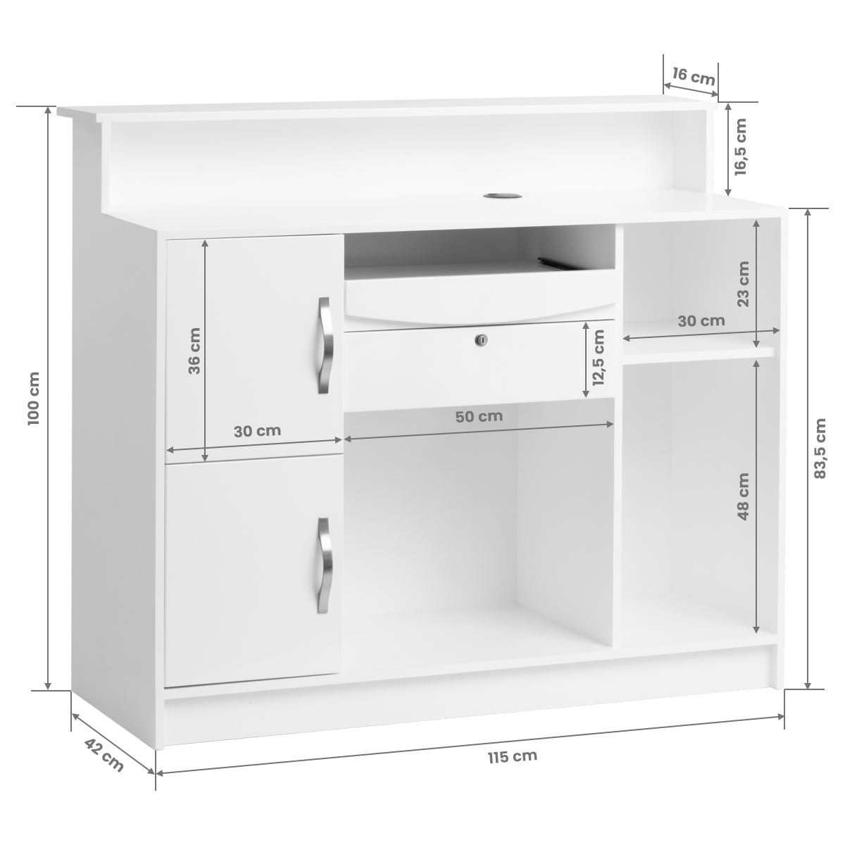 Gabbiano Reception Desk G26B White - BVShop