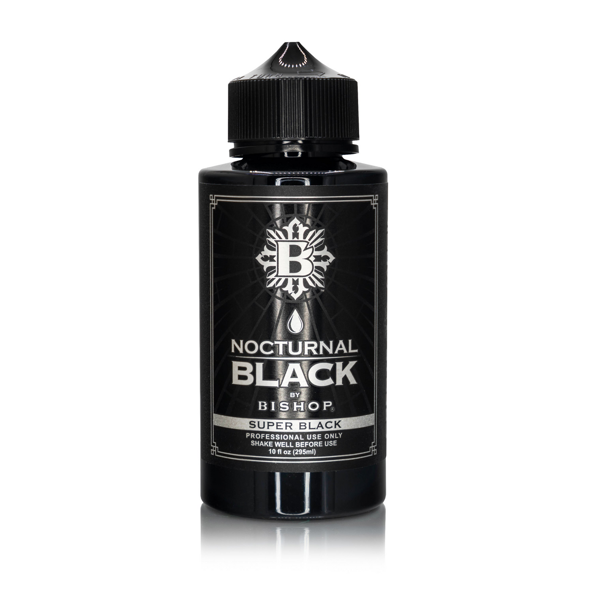Nocturnal By Bishop Super Black 295ml — pudelīte uz balta fona