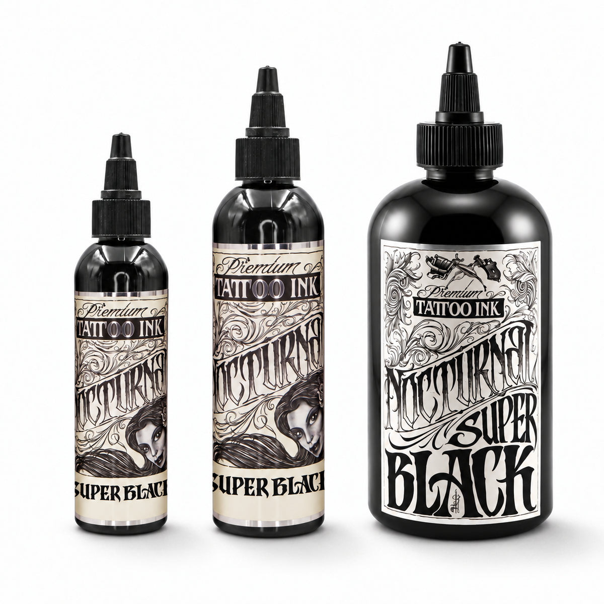 Nocturnal Legacy Super Black — three bottles on white background