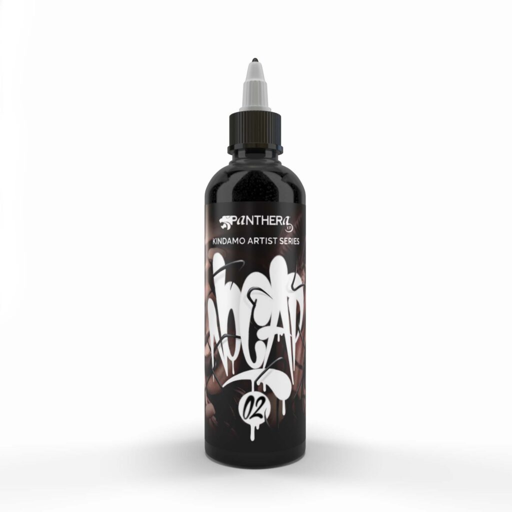 Panthera X Kindamo No Cap 02 Tetovēšanas Pigments 150ml — pudelīte uz balta fona