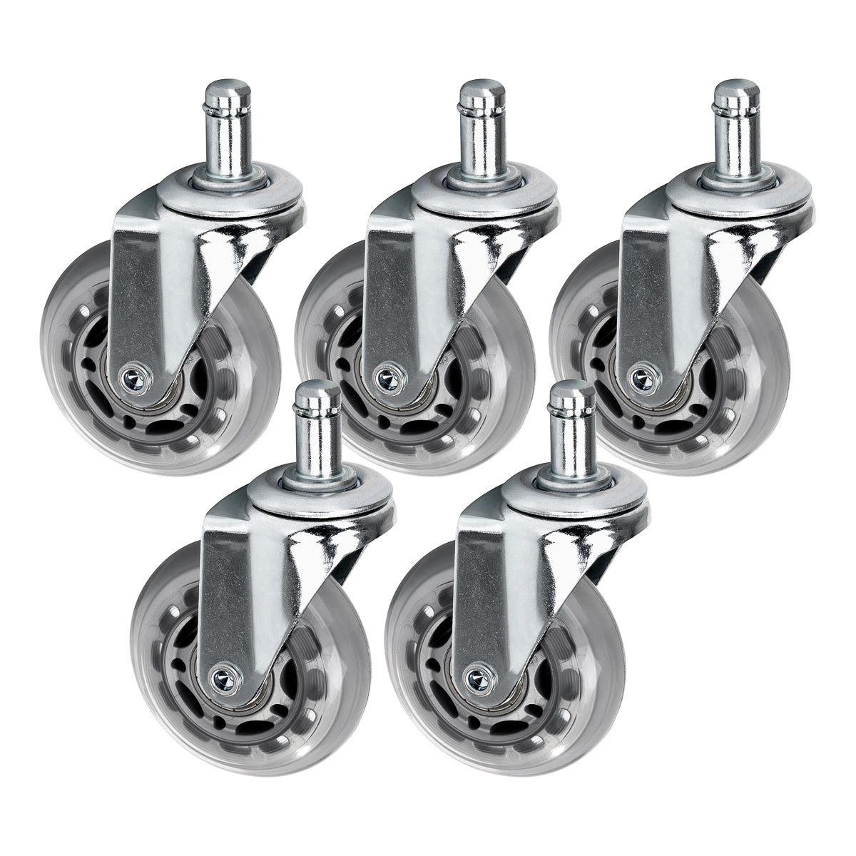 Roll Speed silver press-on stool wheel set of 5 pieces - BVShop