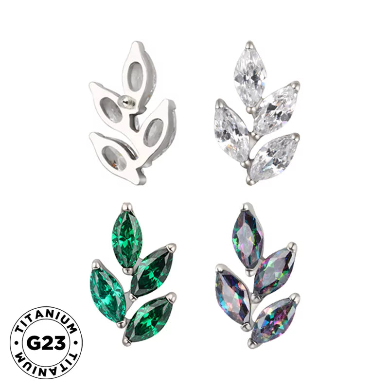 Титановое кольцо в форме листа