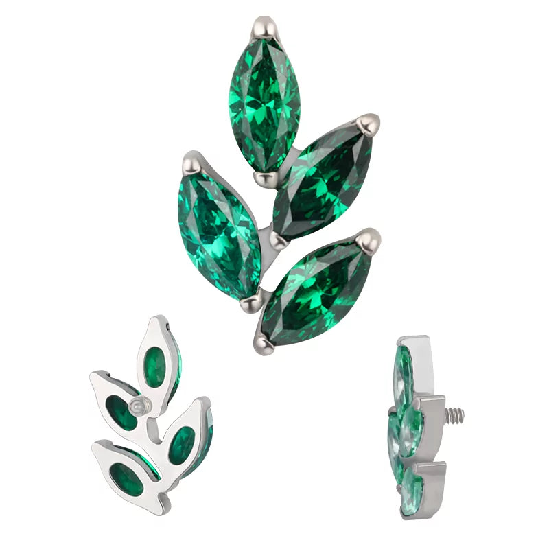 Титановое кольцо в форме листа