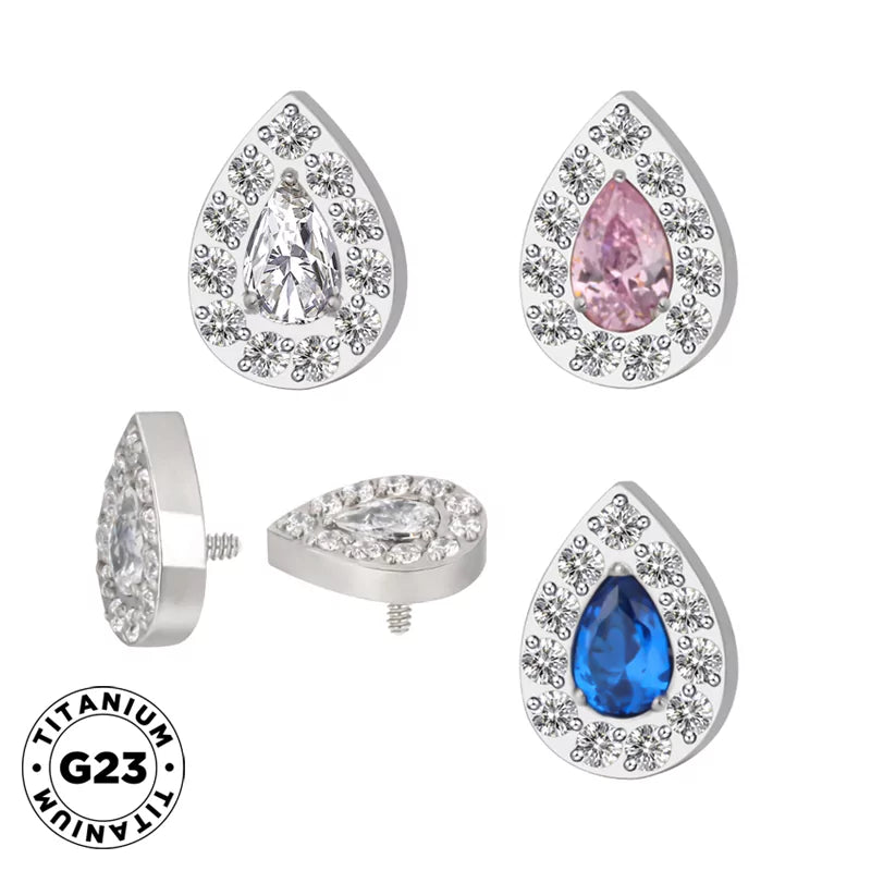 Титановое кольцо с грушевидной инкрустацией