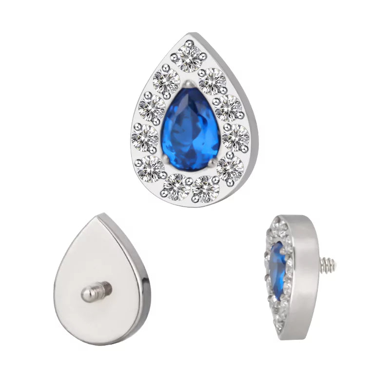 Титановое кольцо с грушевидной инкрустацией