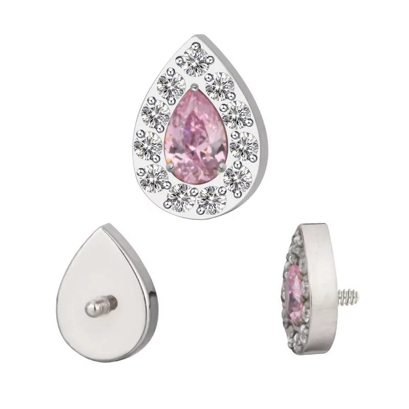 Титановое кольцо с грушевидной инкрустацией