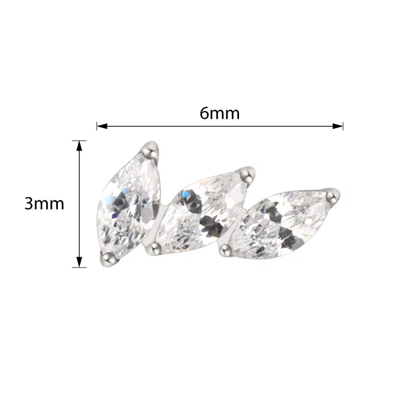 Титановые наконечники для колец 3-зубчатый изогнутый веер