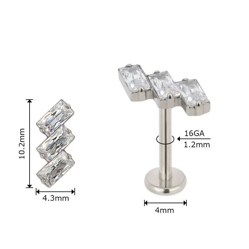Титановые наконечники для колец 3 прямоугольных ободка