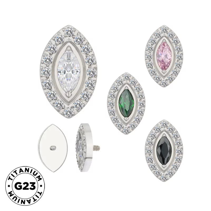 Titāna gredzena galiņi ar markīzes formas apmali