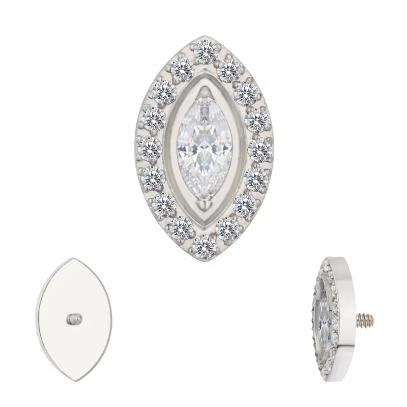 Titāna gredzena galiņi ar markīzes formas apmali