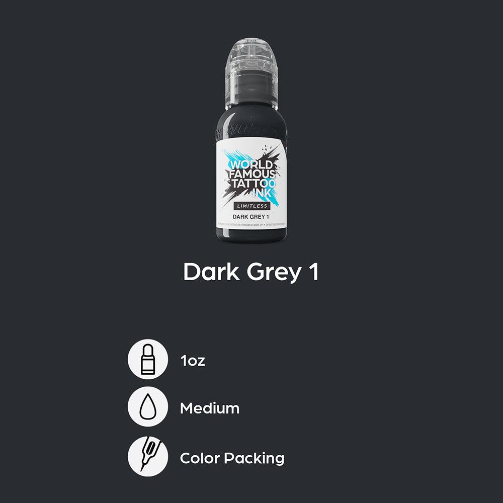 World Famous Limitless Tattoo Ink Dark Grey 1 30ml - BVShop
