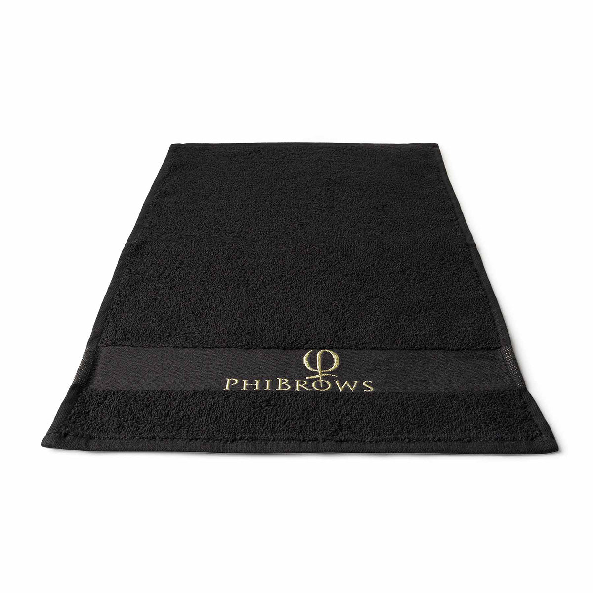 PhiBrows Black Cotton Towel 30x47cm — cotton towel laid flat