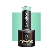 OCHO NAILS Hybrid Nail Polish Rainbow R10, 5g, showcasing a vibrant rainbow-colored nail polish bottle with colorful cap.