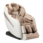 White Sakura Prime 101 massage chair from SAKURA with plush cushioning and modern design, showcasing its ergonomic shape and features.