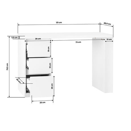 G031 white cosmetic desk dimensions and salon workstation features
