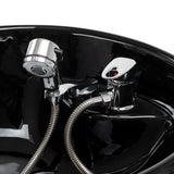 Omega Nautica brown hairdressing wash unit with sink and chair for salon use, featuring a sleek design and ergonomic features.