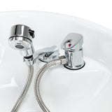 Beige Omega Aqualina hairdressing wash unit with sink and built-in accessories, designed for professional salon use