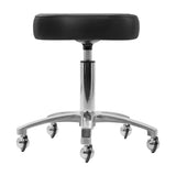 Black Omega Supremo swivel stool with a modern design, featuring a cushioned seat and chrome base for comfortable seating.
