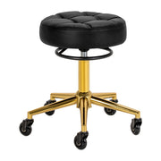 Gabbiano D054G gold and white hairdressing stool with adjustable height for beauty salon furniture.