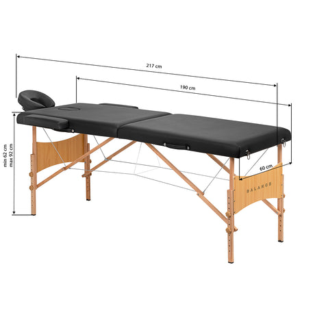 BALANCE wooden folding massage table 2 segment black - BVShop
