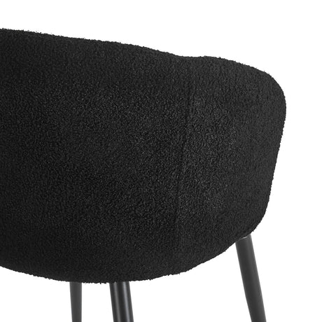 4RICO Asola black sherpa chair with rounded backrest and black metal legs
