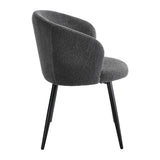 4RICO Asola grey sherpa chair with rounded backrest and black metal legs