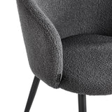 4RICO Asola grey sherpa chair with rounded backrest and black metal legs
