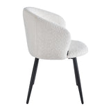 4RICO Verso white sherpa chair with contoured backrest and black metal legs