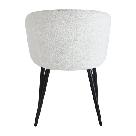 4RICO Verso white sherpa chair with contoured backrest and black metal legs
