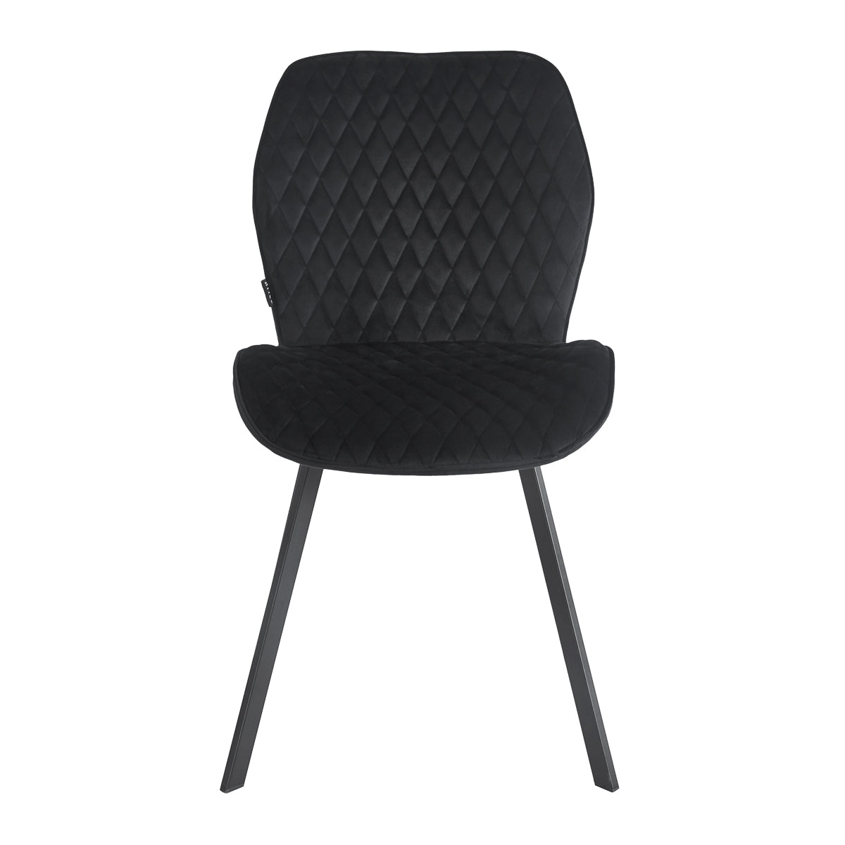4RICO Vetro black velour chair with stitched backrest and black metal legs