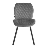 4RICO Vetro grey velour chair with stitched backrest and black metal legs