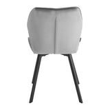 4RICO Vetro grey velour chair with stitched backrest and black metal legs