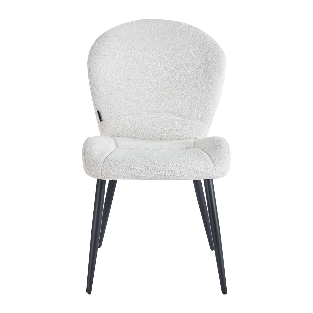 4RICO Lucente white sherpa chair with profiled backrest and black metal legs