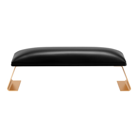 Black manicure support chair by MOMO, designed for beauty salon furniture, with cushioned seat and ergonomic support.