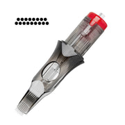 Set of 10 EL CARTEL V2 0.35mm 17RM Medium Taper tattoo cartridges with precise needle configuration for professional tattooing.