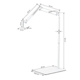 GLOW regulējams UV/LED pedikīra lampas statīvs – Balts; izmēru rasējums, pamatne 33 × 20,5 cm
