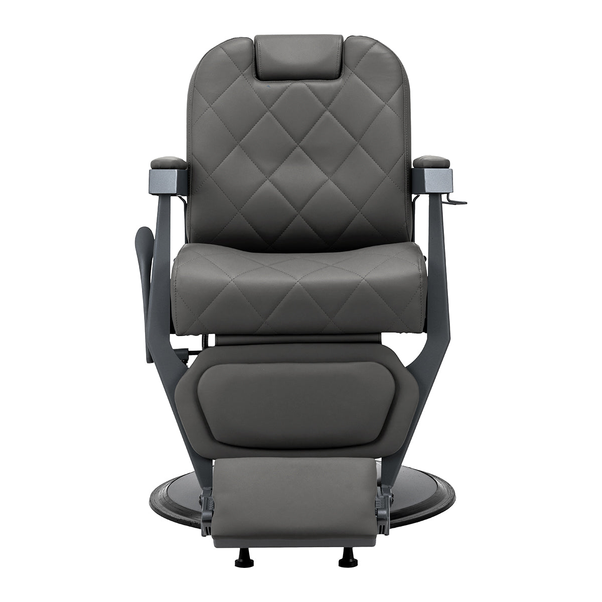 Side view of reclining Gabbiano Bruno barber chair with footrest