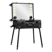 Plus black portable makeup station with LED mirror and Bluetooth speakers
