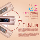 SOULNOVA E2 Mini wireless PMU machine pen in black with a 2.5mm needle, designed for permanent makeup applications.